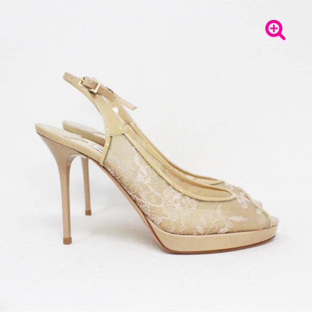 Jimmy choo open toe nude lace shoe! Size 41